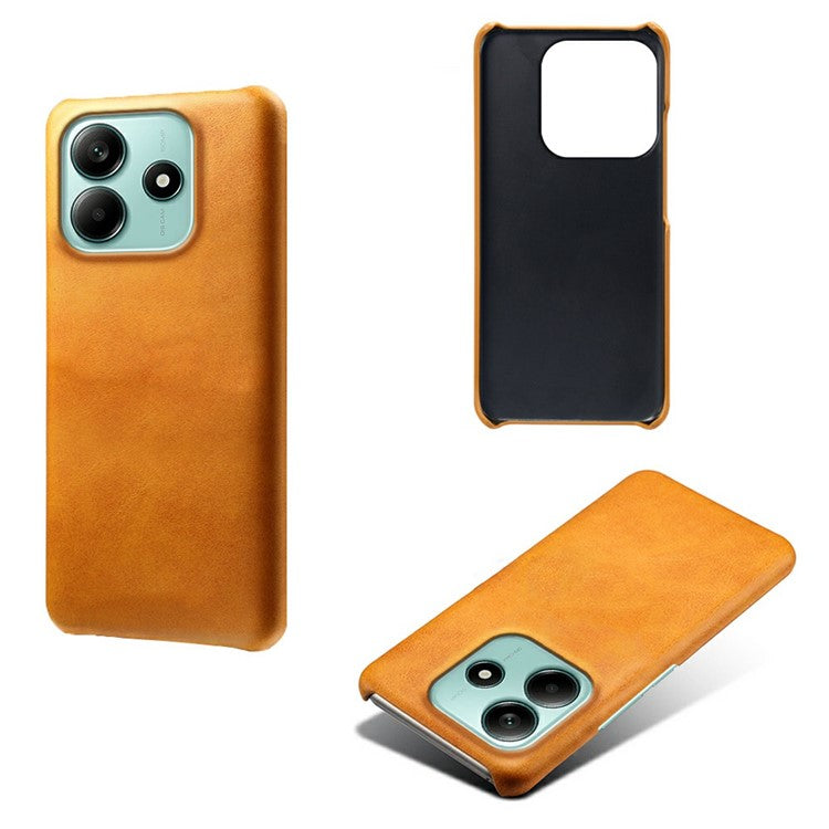 For Xiaomi Redmi Note 14 5G Case Calf Texture PU Leather Hard PC Protective Phone Cover - Orange