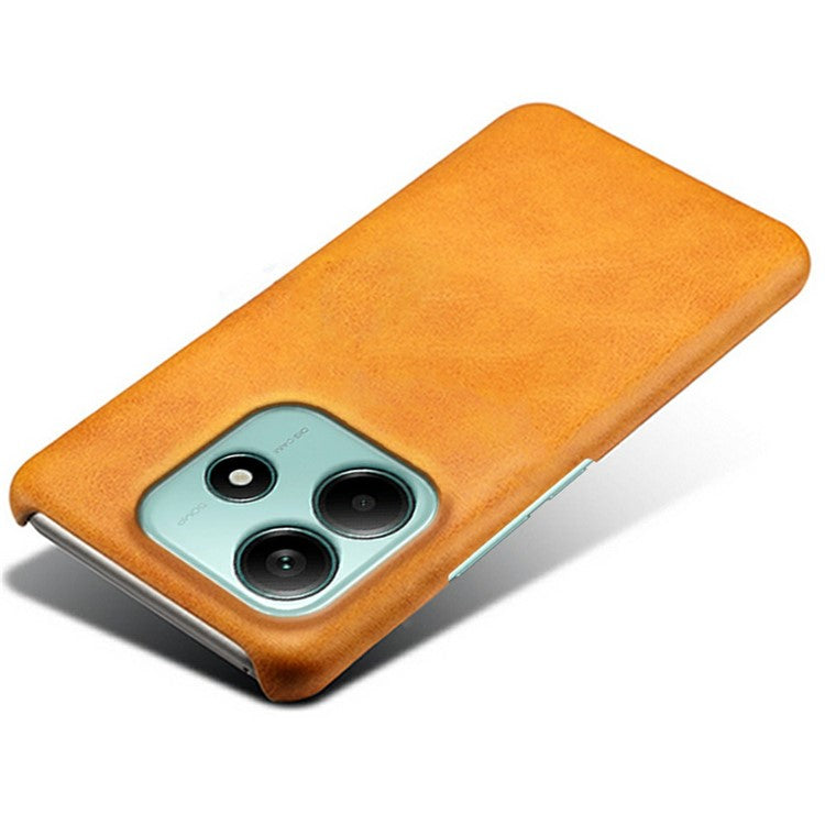 For Xiaomi Redmi Note 14 5G Case Calf Texture PU Leather Hard PC Protective Phone Cover - Orange