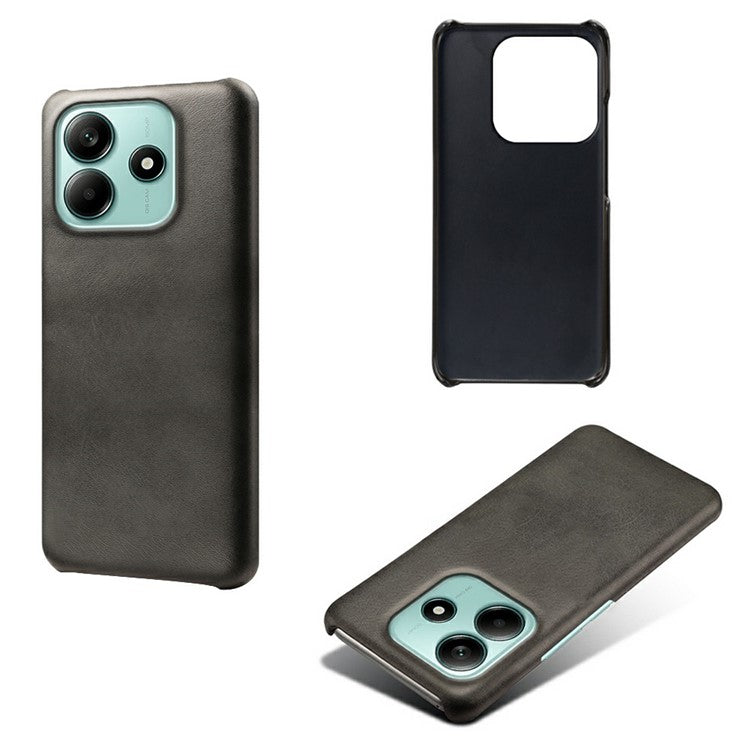 For Xiaomi Redmi Note 14 5G Case Calf Texture PU Leather Hard PC Protective Phone Cover - Black