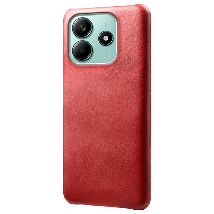 For Xiaomi Redmi Note 14 5G Case Calf Texture PU Leather Hard PC Protective Phone Cover - Red