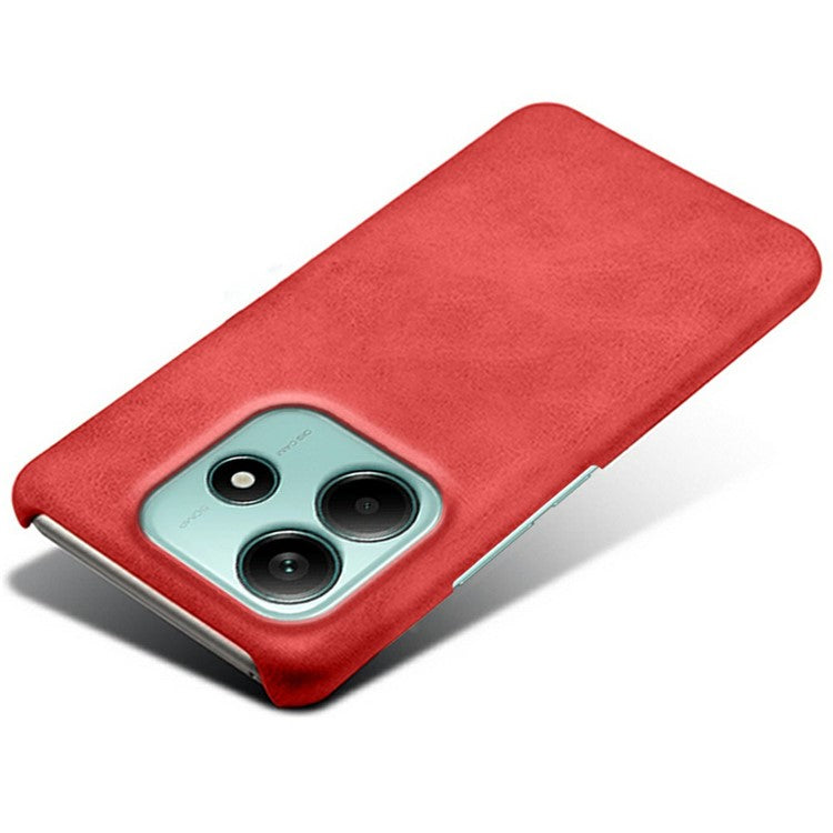 For Xiaomi Redmi Note 14 5G Case Calf Texture PU Leather Hard PC Protective Phone Cover - Red