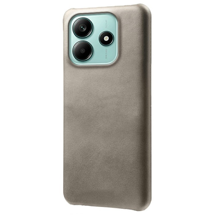 For Xiaomi Redmi Note 14 5G Case Calf Texture PU Leather Hard PC Protective Phone Cover - Grey