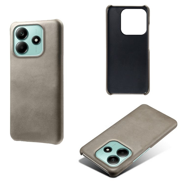 For Xiaomi Redmi Note 14 5G Case Calf Texture PU Leather Hard PC Protective Phone Cover - Grey