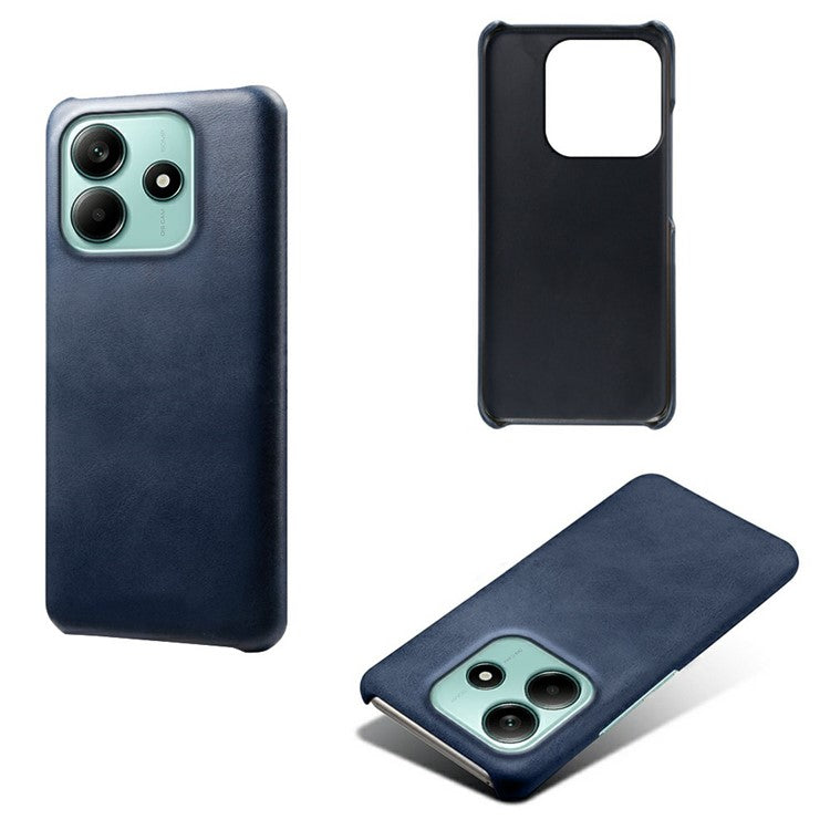 For Xiaomi Redmi Note 14 5G Case Calf Texture PU Leather Hard PC Protective Phone Cover - Blue