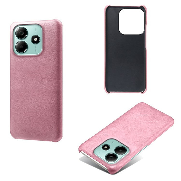 For Xiaomi Redmi Note 14 5G Case Calf Texture PU Leather Hard PC Protective Phone Cover - Rose Gold