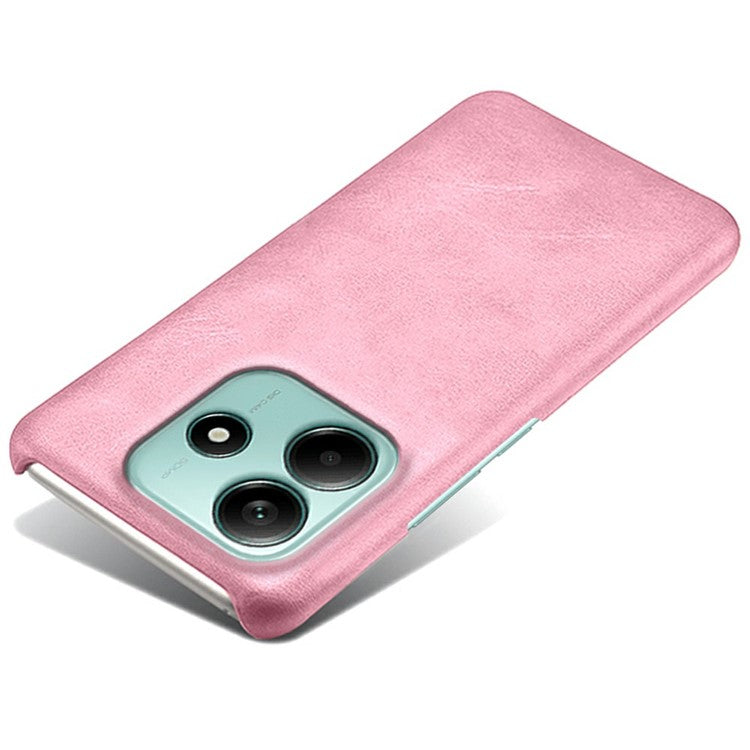 For Xiaomi Redmi Note 14 5G Case Calf Texture PU Leather Hard PC Protective Phone Cover - Rose Gold