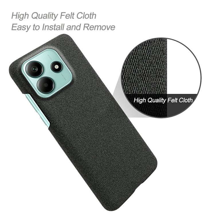 For Xiaomi Redmi Note 14 5G Phone Case Cloth Texture Anti-Scratch Protective PC Back Cover - Black