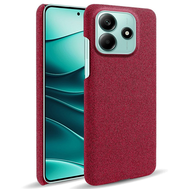 For Xiaomi Redmi Note 14 5G Phone Case Cloth Texture Anti-Scratch Protective PC Back Cover - Red