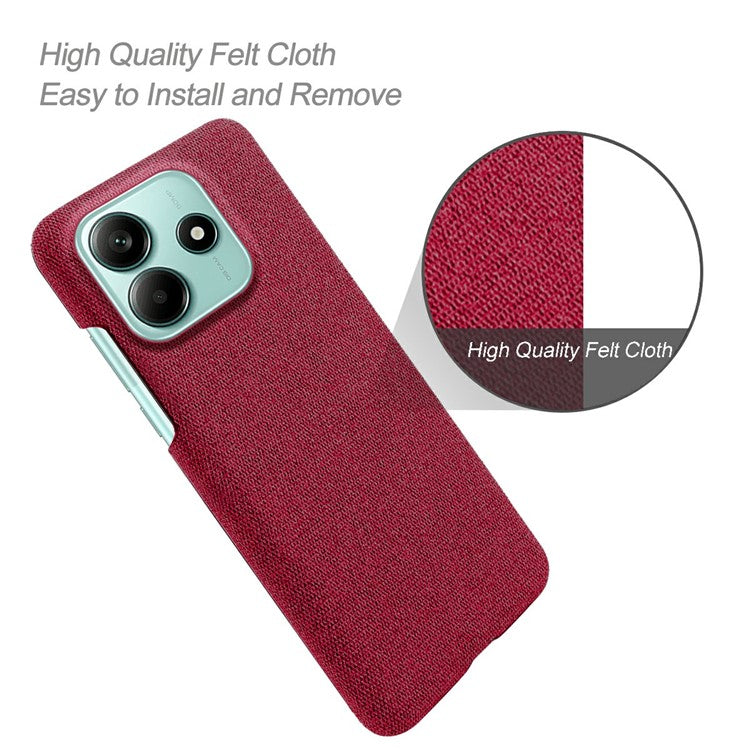 For Xiaomi Redmi Note 14 5G Phone Case Cloth Texture Anti-Scratch Protective PC Back Cover - Red