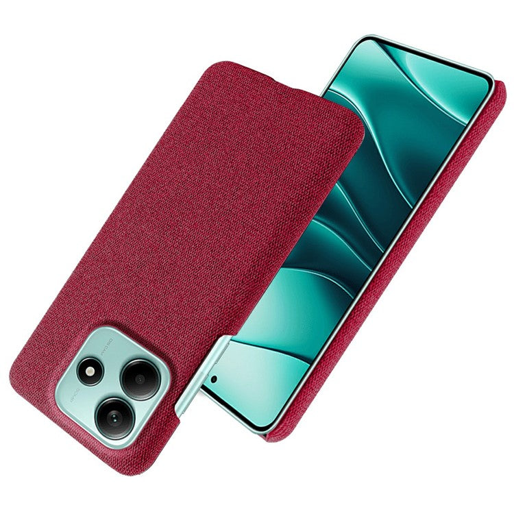 For Xiaomi Redmi Note 14 5G Phone Case Cloth Texture Anti-Scratch Protective PC Back Cover - Red