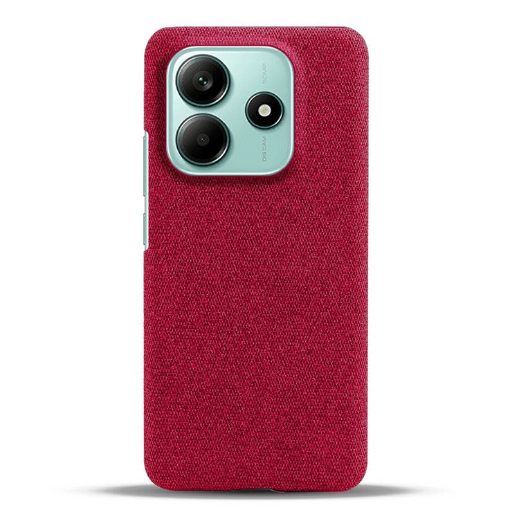 For Xiaomi Redmi Note 14 5G Phone Case Cloth Texture Anti-Scratch Protective PC Back Cover - Red