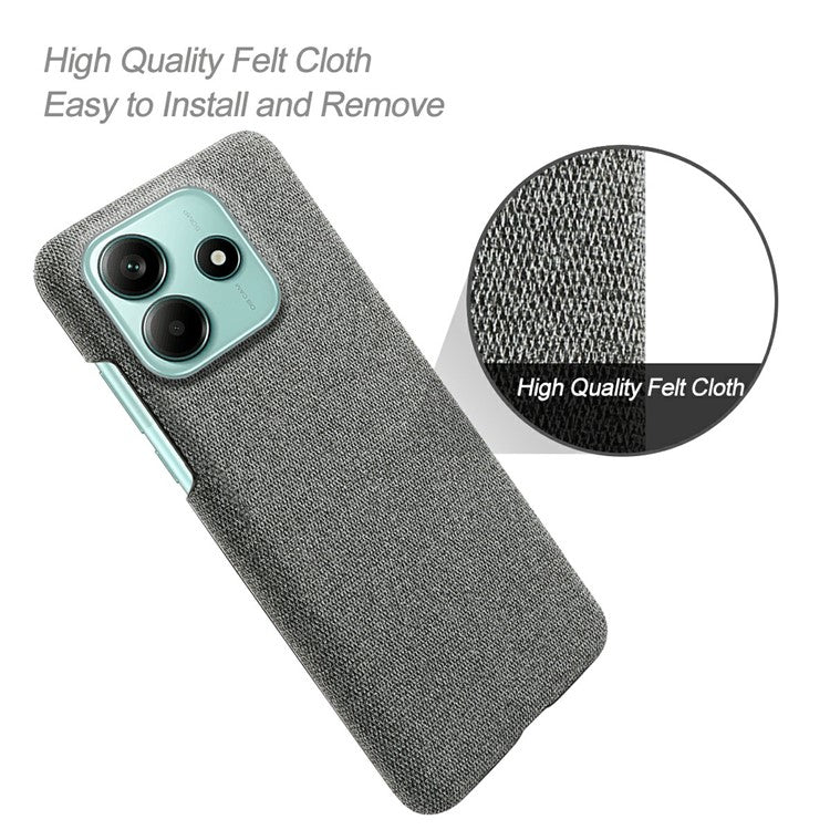 For Xiaomi Redmi Note 14 5G Phone Case Cloth Texture Anti-Scratch Protective PC Back Cover - Grey