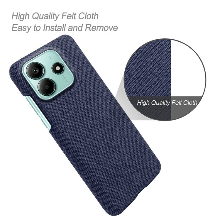 For Xiaomi Redmi Note 14 5G Phone Case Cloth Texture Anti-Scratch Protective PC Back Cover - Blue