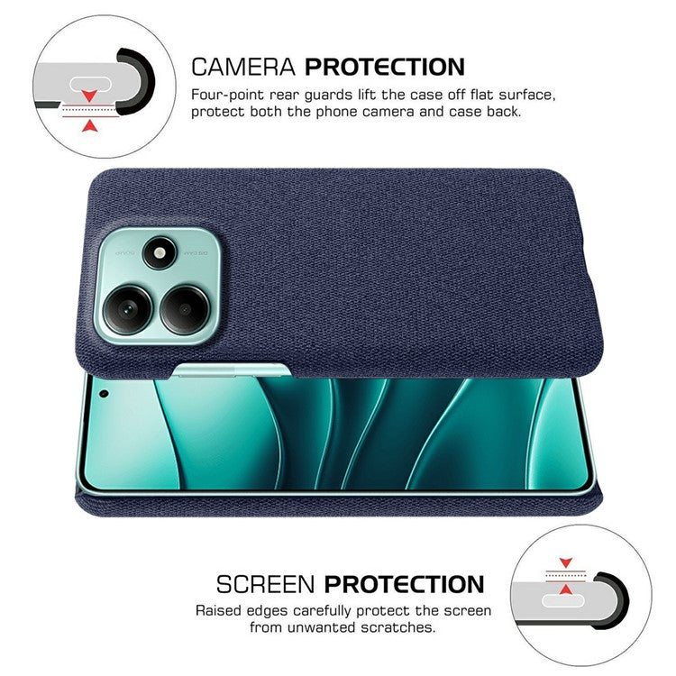 For Xiaomi Redmi Note 14 5G Phone Case Cloth Texture Anti-Scratch Protective PC Back Cover - Blue