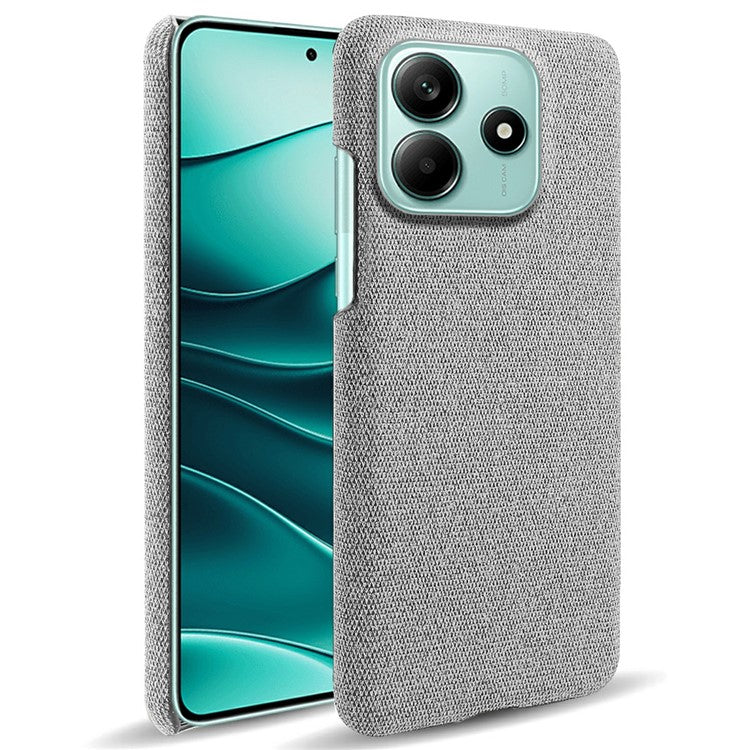 For Xiaomi Redmi Note 14 5G Phone Case Cloth Texture Anti-Scratch Protective PC Back Cover - Light Grey