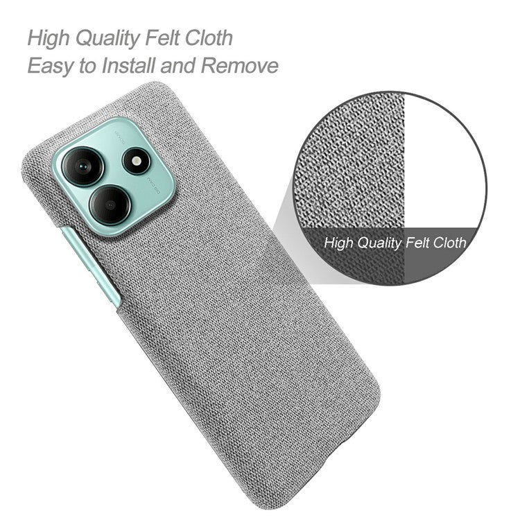 For Xiaomi Redmi Note 14 5G Phone Case Cloth Texture Anti-Scratch Protective PC Back Cover - Light Grey