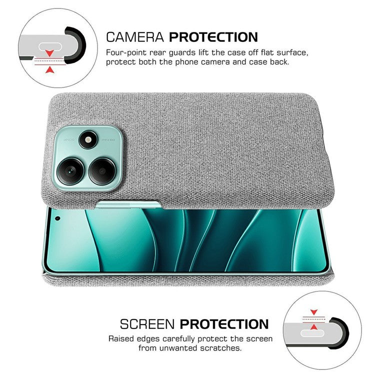 For Xiaomi Redmi Note 14 5G Phone Case Cloth Texture Anti-Scratch Protective PC Back Cover - Light Grey