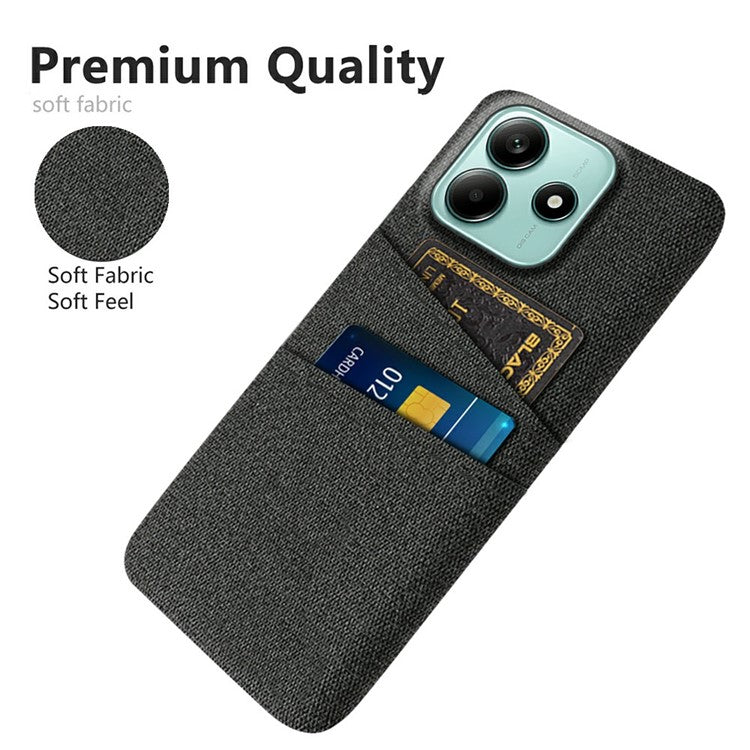 For Xiaomi Redmi Note 14 5G Case Cloth + Hard PC Phone Cover with Dual Card Slots - Black