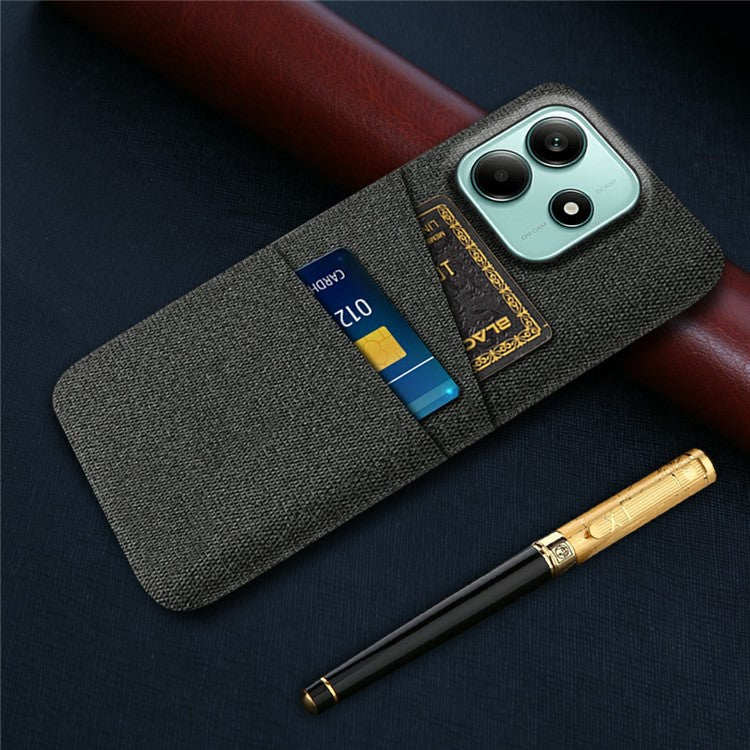 For Xiaomi Redmi Note 14 5G Case Cloth + Hard PC Phone Cover with Dual Card Slots - Black