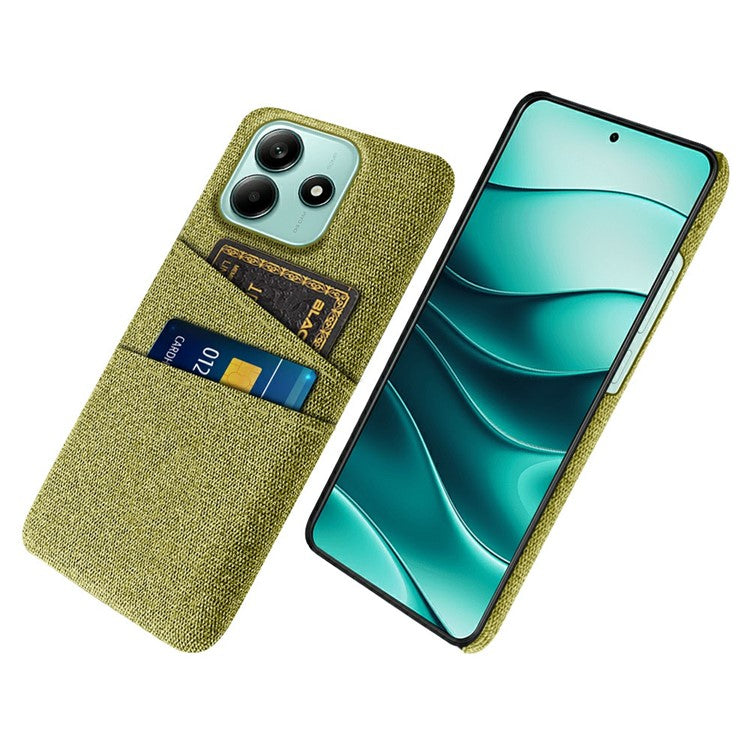 For Xiaomi Redmi Note 14 5G Case Cloth + Hard PC Phone Cover with Dual Card Slots - Yellow