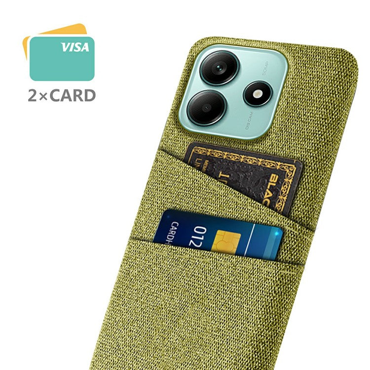 For Xiaomi Redmi Note 14 5G Case Cloth + Hard PC Phone Cover with Dual Card Slots - Yellow