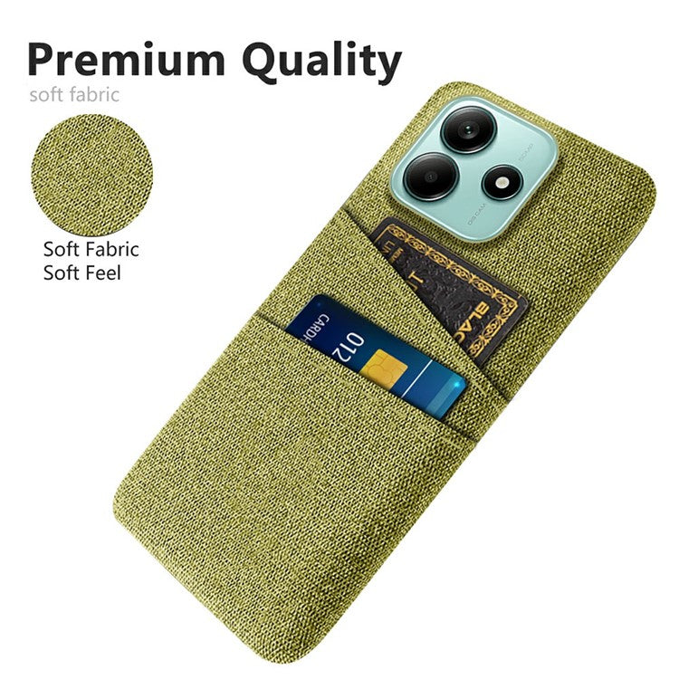 For Xiaomi Redmi Note 14 5G Case Cloth + Hard PC Phone Cover with Dual Card Slots - Yellow