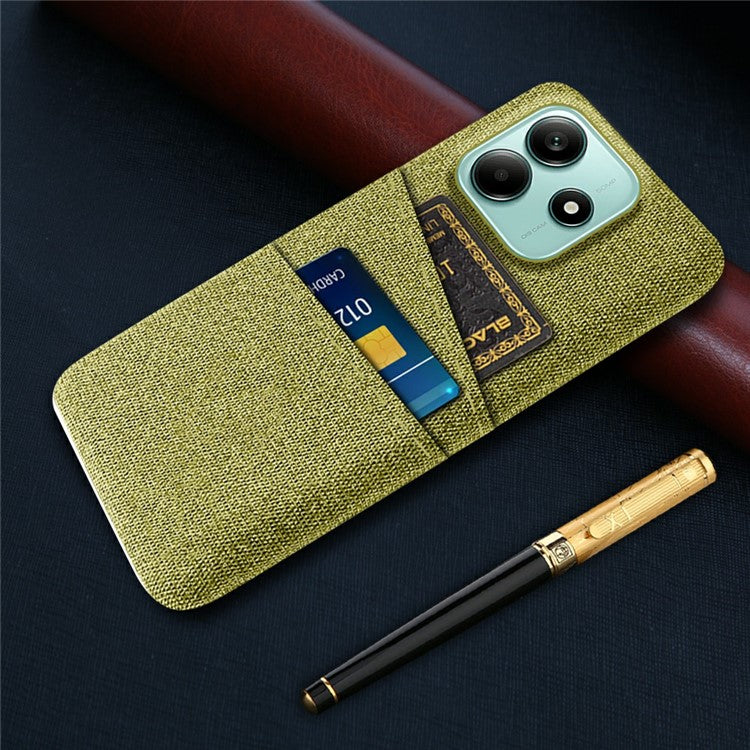 For Xiaomi Redmi Note 14 5G Case Cloth + Hard PC Phone Cover with Dual Card Slots - Yellow