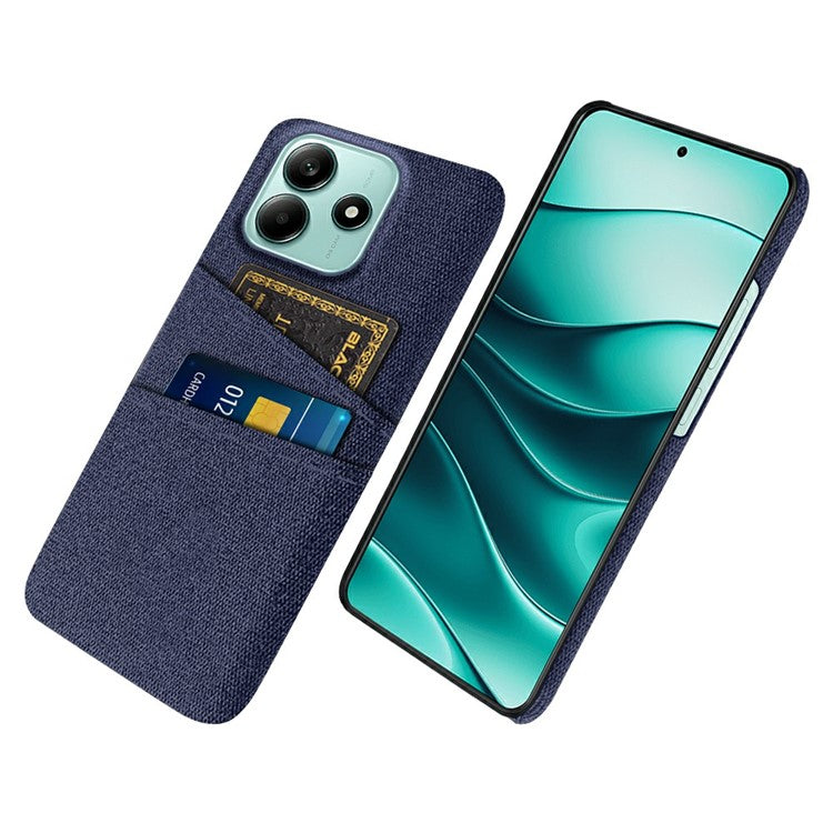 For Xiaomi Redmi Note 14 5G Case Cloth + Hard PC Phone Cover with Dual Card Slots - Blue