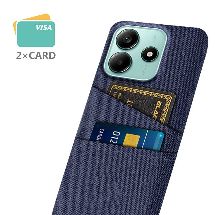 For Xiaomi Redmi Note 14 5G Case Cloth + Hard PC Phone Cover with Dual Card Slots - Blue