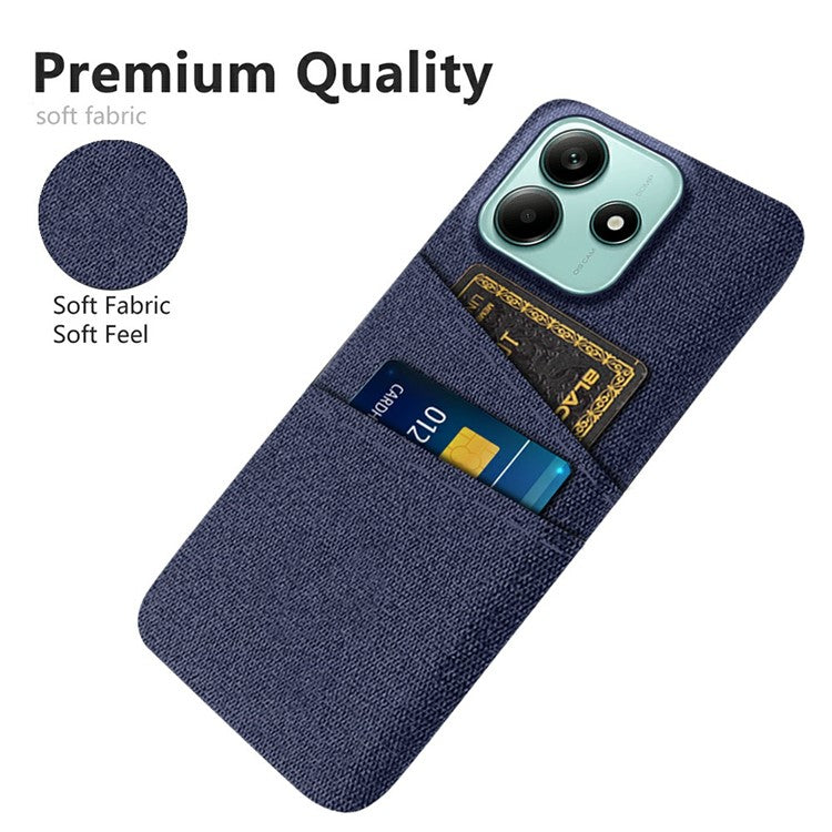 For Xiaomi Redmi Note 14 5G Case Cloth + Hard PC Phone Cover with Dual Card Slots - Blue