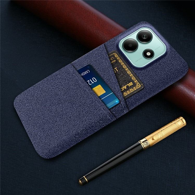 For Xiaomi Redmi Note 14 5G Case Cloth + Hard PC Phone Cover with Dual Card Slots - Blue