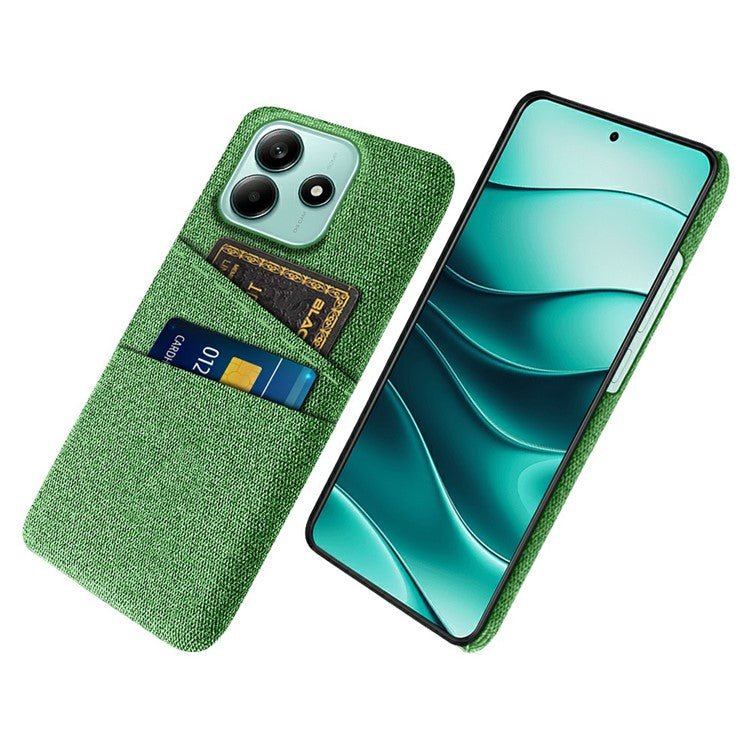 For Xiaomi Redmi Note 14 5G Case Cloth + Hard PC Phone Cover with Dual Card Slots - Green