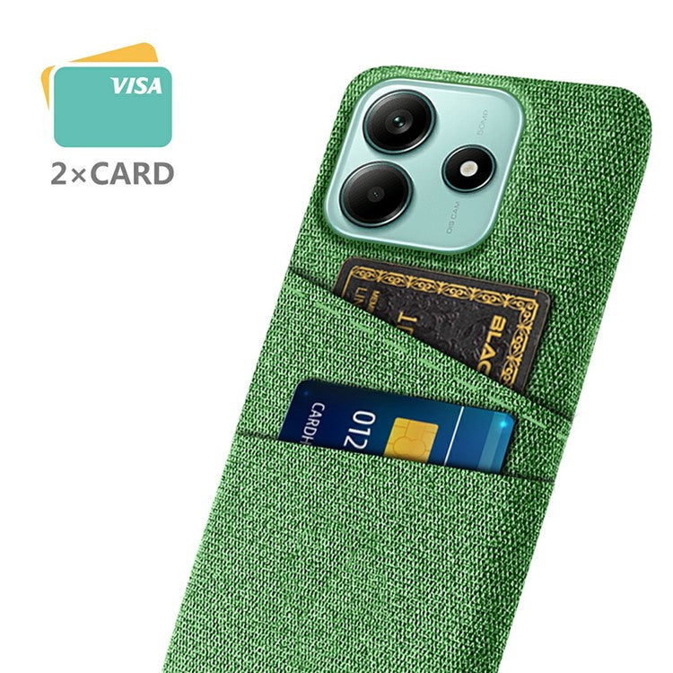 For Xiaomi Redmi Note 14 5G Case Cloth + Hard PC Phone Cover with Dual Card Slots - Green