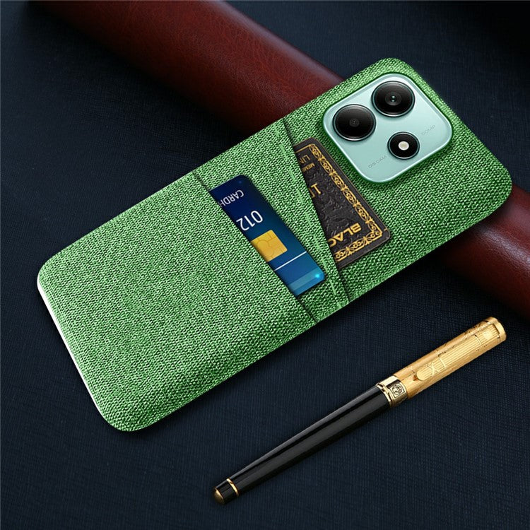 For Xiaomi Redmi Note 14 5G Case Cloth + Hard PC Phone Cover with Dual Card Slots - Green