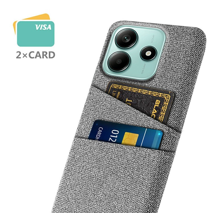 For Xiaomi Redmi Note 14 5G Case Cloth + Hard PC Phone Cover with Dual Card Slots - Light Grey