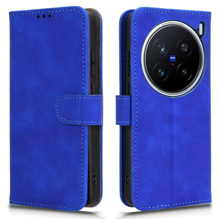 For vivo X200 Pro 5G Leather Case Skin-Feel Anti-Drop Wallet Flip Phone Cover - Blue