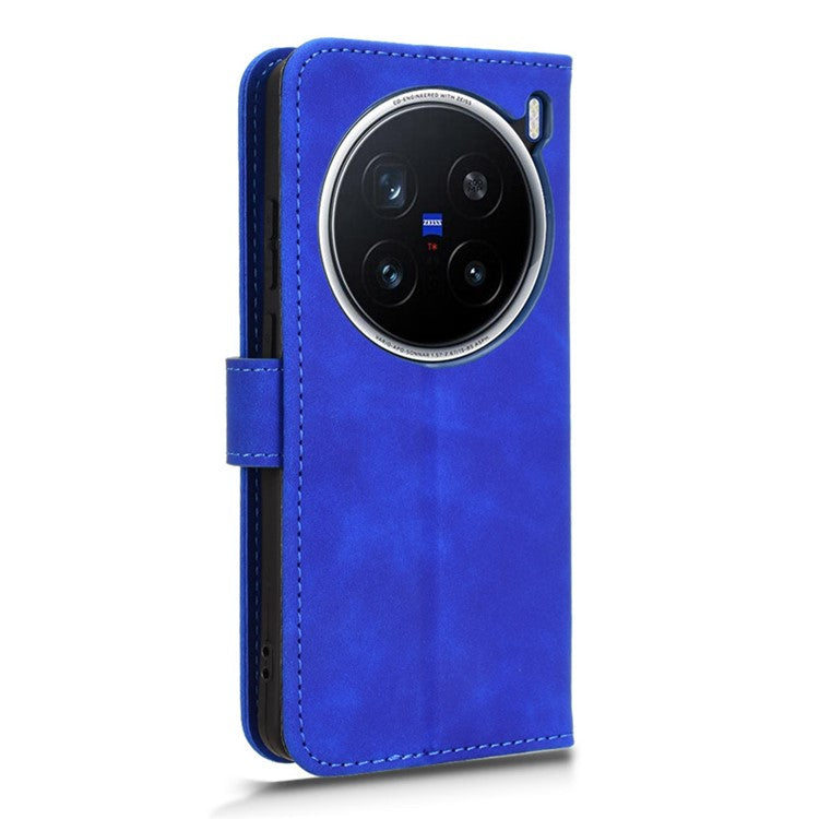 For vivo X200 Pro 5G Leather Case Skin-Feel Anti-Drop Wallet Flip Phone Cover - Blue