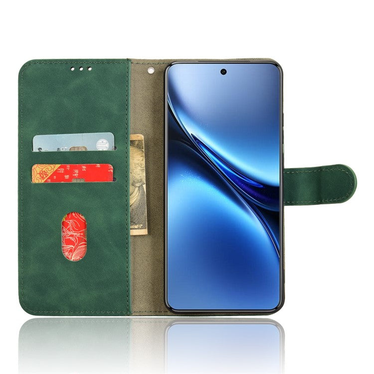 For vivo X200 Pro 5G Leather Case Skin-Feel Anti-Drop Wallet Flip Phone Cover - Green