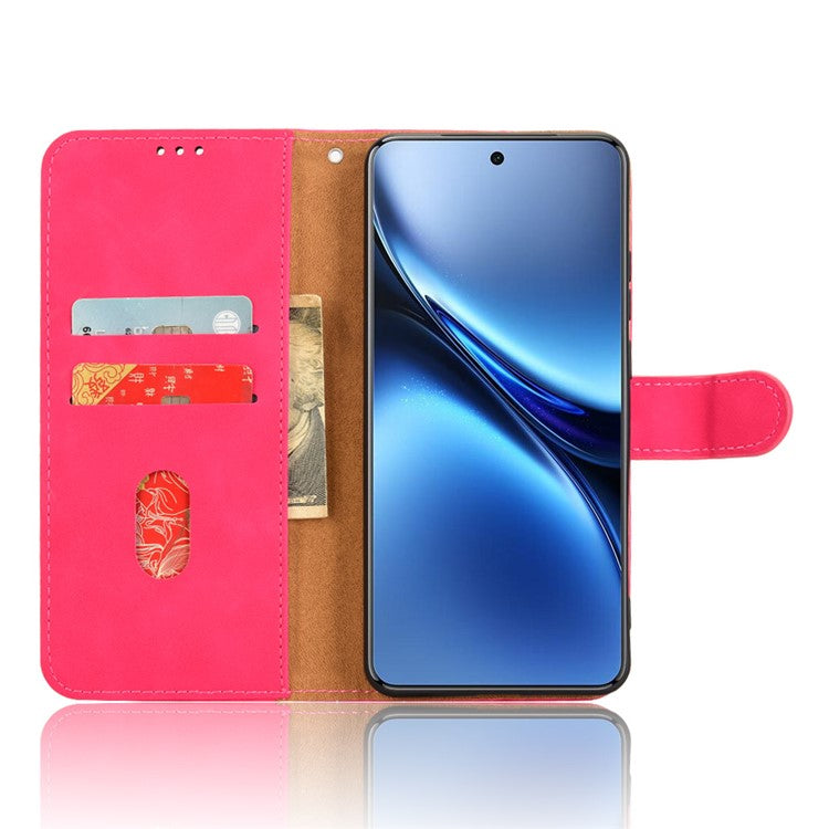 For vivo X200 Pro 5G Leather Case Skin-Feel Anti-Drop Wallet Flip Phone Cover - Rose