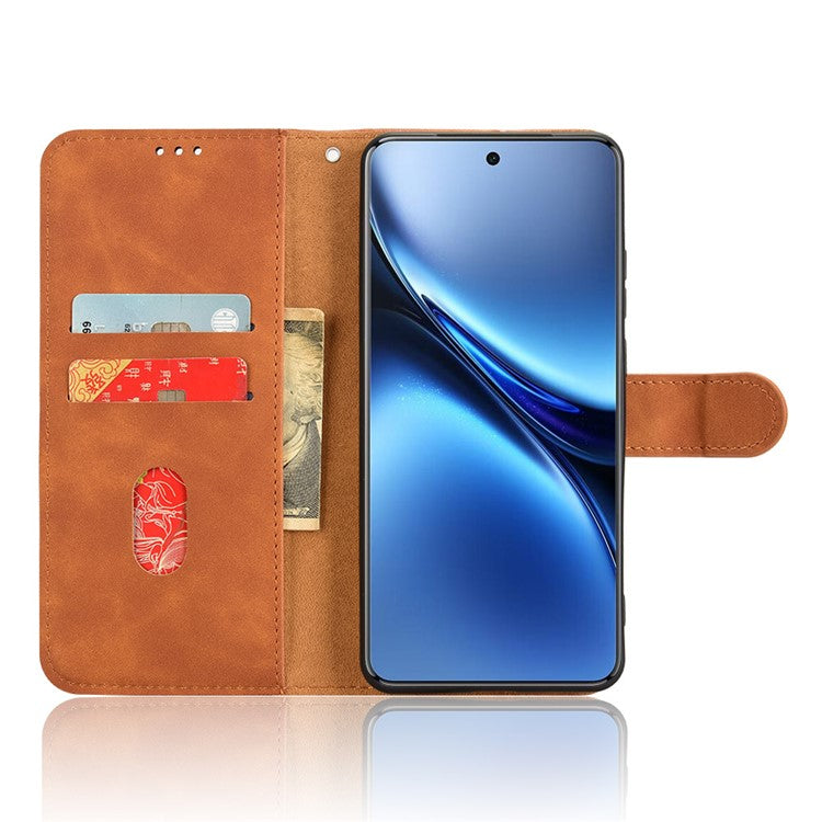 For vivo X200 Pro 5G Leather Case Skin-Feel Anti-Drop Wallet Flip Phone Cover - Brown