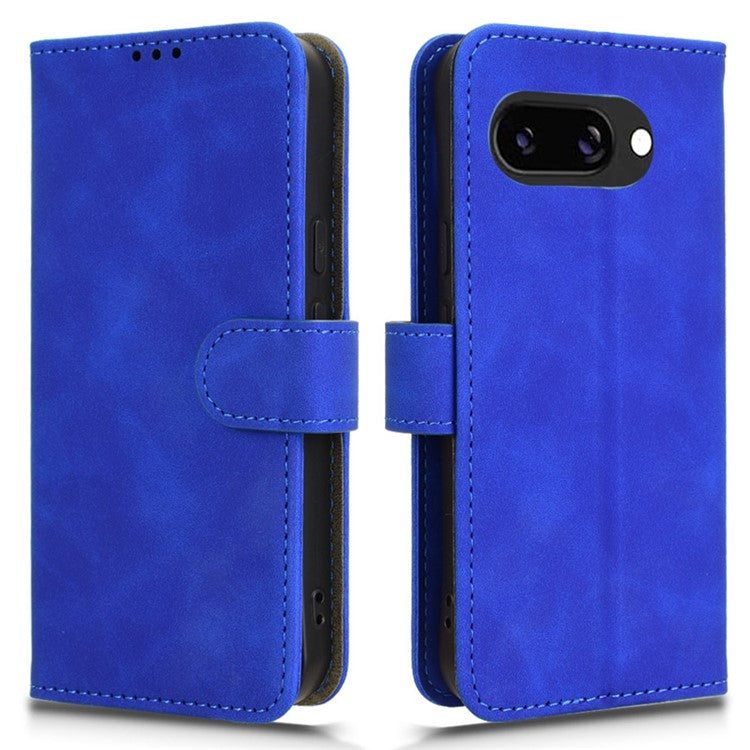 For Google Pixel 9a Leather Case Skin-Feel Anti-Drop Wallet Flip Phone Cover - Blue