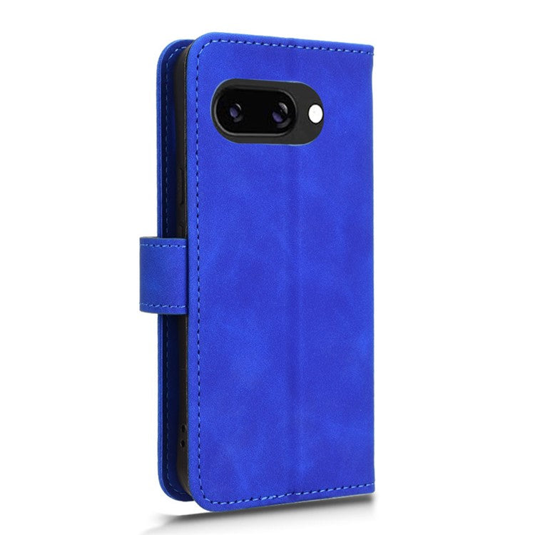 For Google Pixel 9a Leather Case Skin-Feel Anti-Drop Wallet Flip Phone Cover - Blue