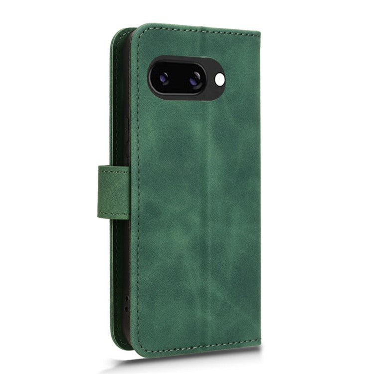 For Google Pixel 9a Leather Case Skin-Feel Anti-Drop Wallet Flip Phone Cover - Green