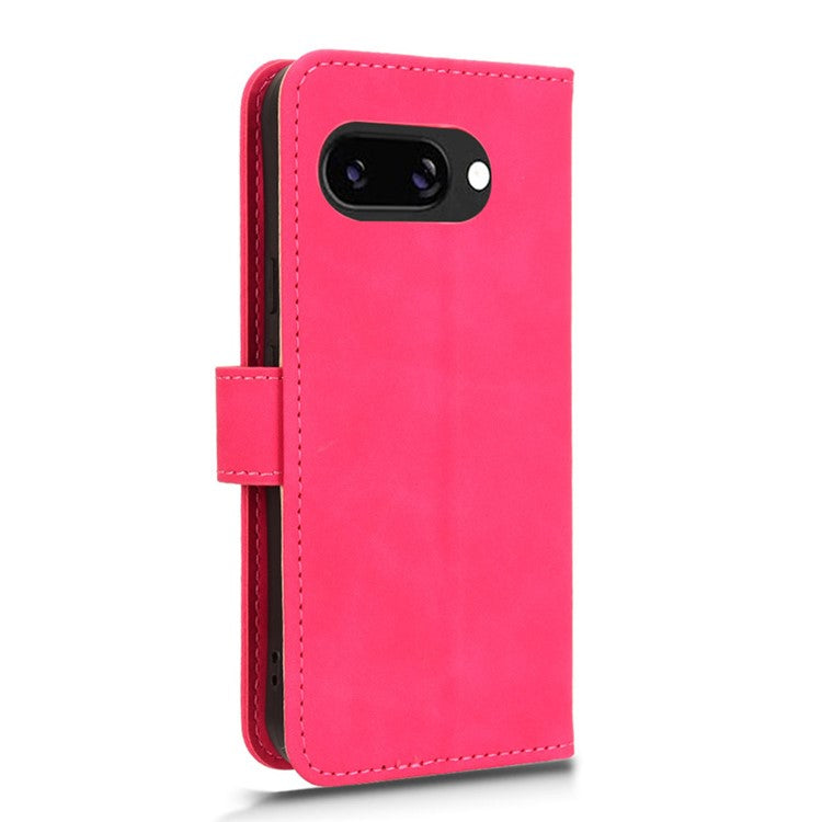 For Google Pixel 9a Leather Case Skin-Feel Anti-Drop Wallet Flip Phone Cover - Rose