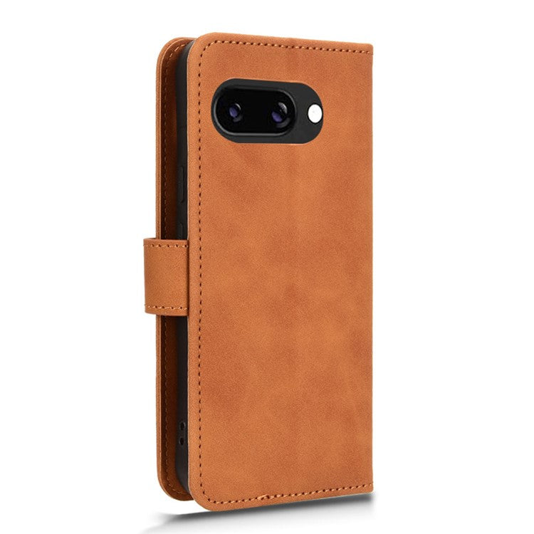 For Google Pixel 9a Leather Case Skin-Feel Anti-Drop Wallet Flip Phone Cover - Brown