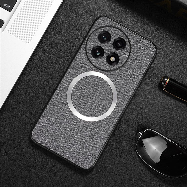 For OnePlus 13 Case Drop-Proof TPU+Cloth Back Phone Cover Compatible with MagSafe - Grey