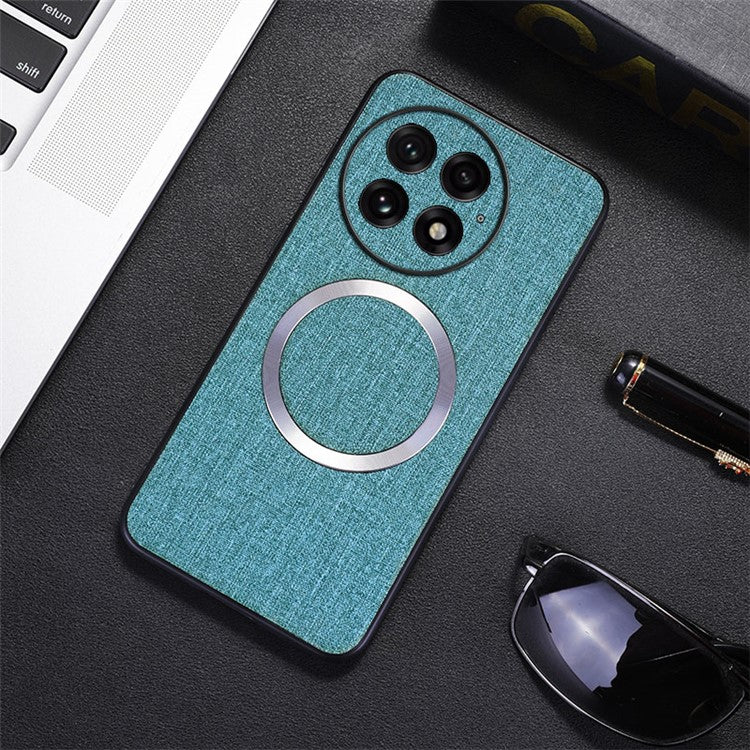 For OnePlus 13 Case Drop-Proof TPU+Cloth Back Phone Cover Compatible with MagSafe - Green