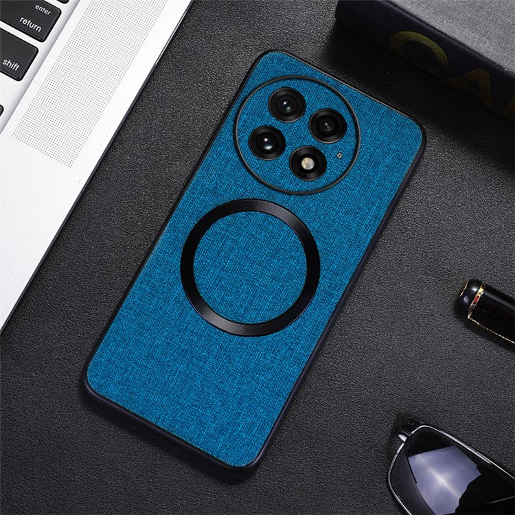 For OnePlus 13 Case Drop-Proof TPU+Cloth Back Phone Cover Compatible with MagSafe - Dark Blue