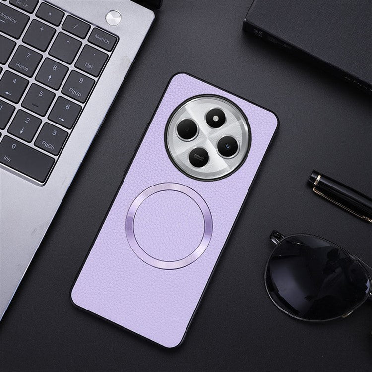 Phone Case For Xiaomi Redmi 14C 4G / 14R 5G / Poco C75 4G Compatible with MagSafe PU Leather+TPU Back Cover - Purple