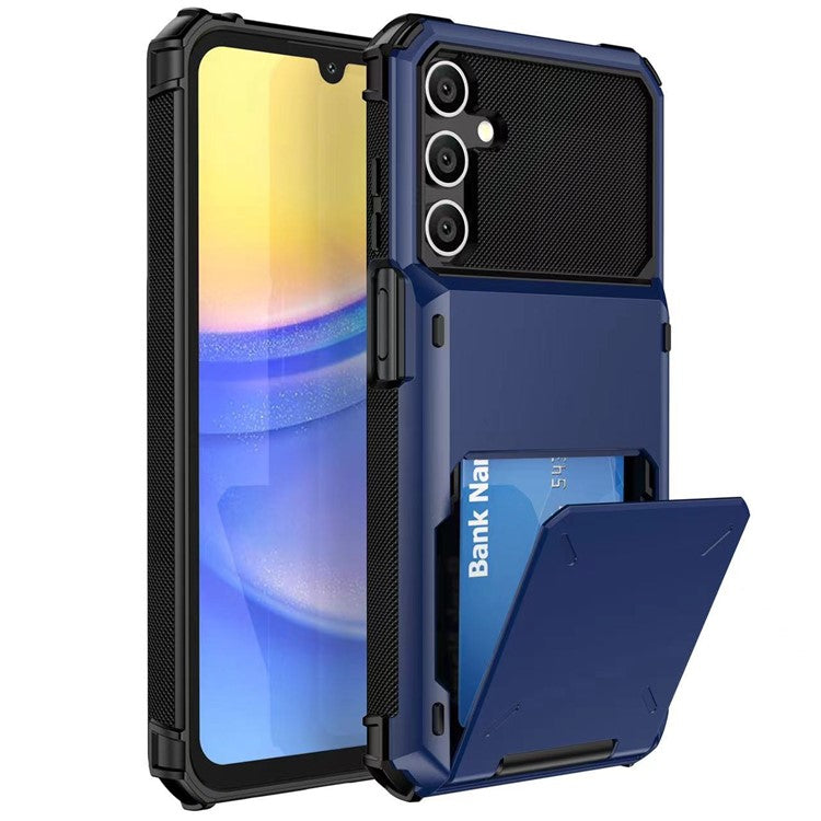 For Samsung Galaxy A16 5G  /  4G Case PC+TPU Dual Layer Back Phone Cover with Card Holder - Blue